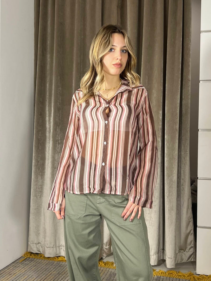 camicia a righe manica lunga moro Z098CH3401MORO SUSY MIX
