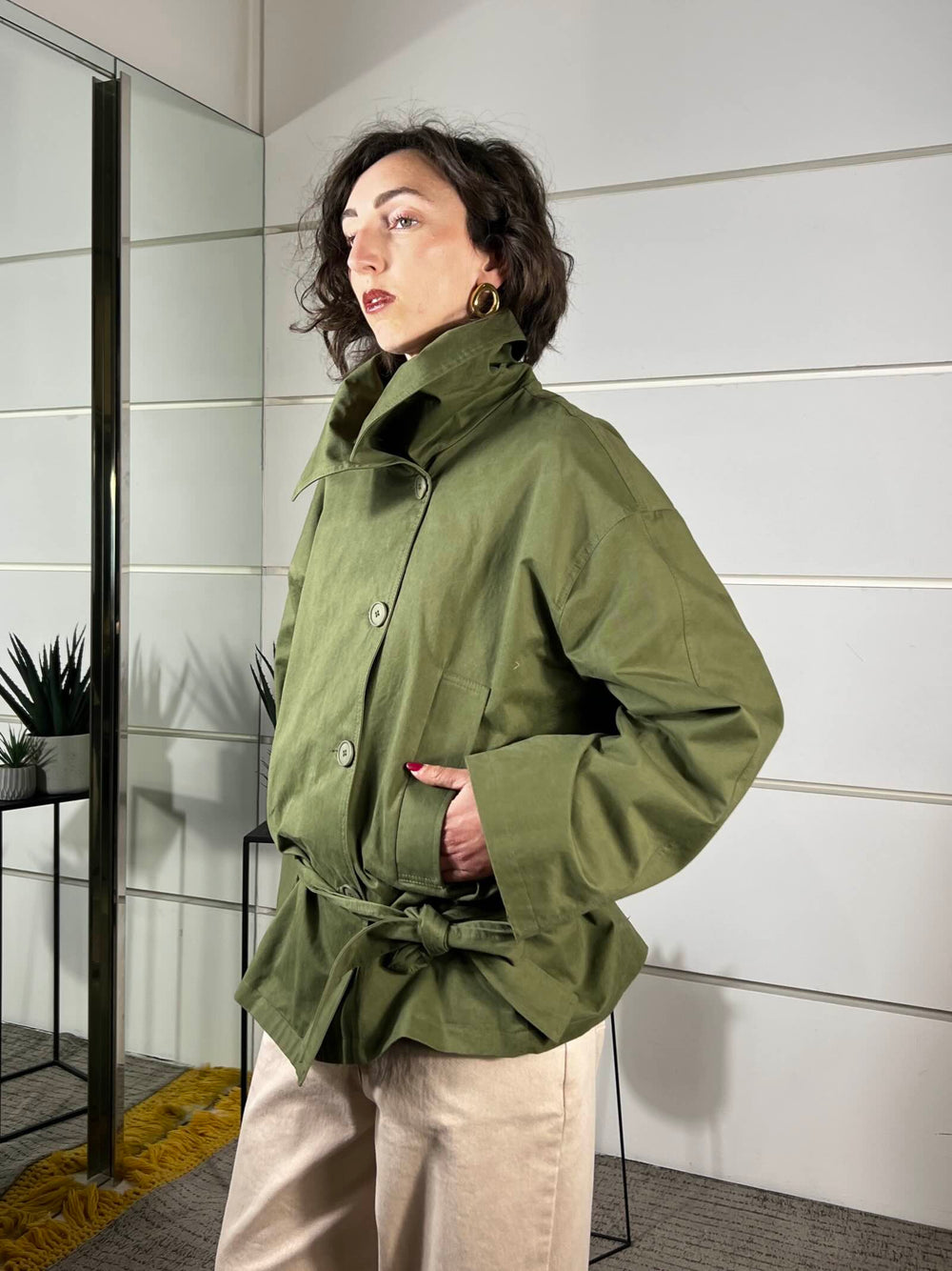 trench collo alto con cinta militare 126063MILITARE TENSIONE IN
