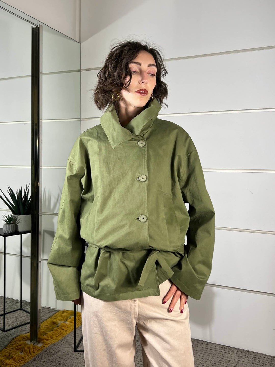 trench collo alto con cinta militare 126063MILITARE TENSIONE IN