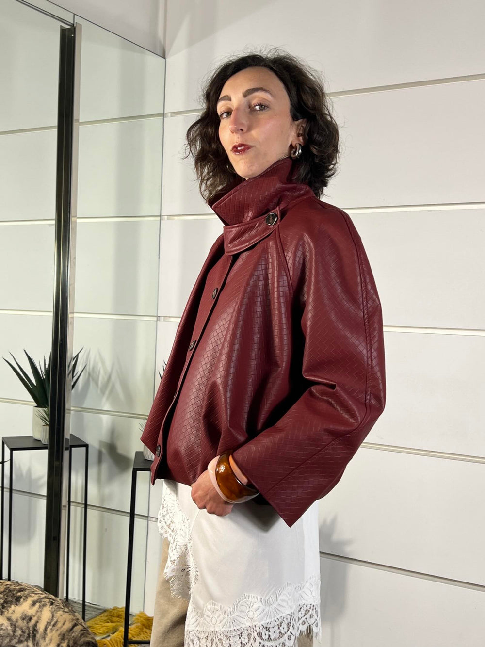 giubbotto bomber a intreccio rosso 26B4008ROSSO TENSIONE IN