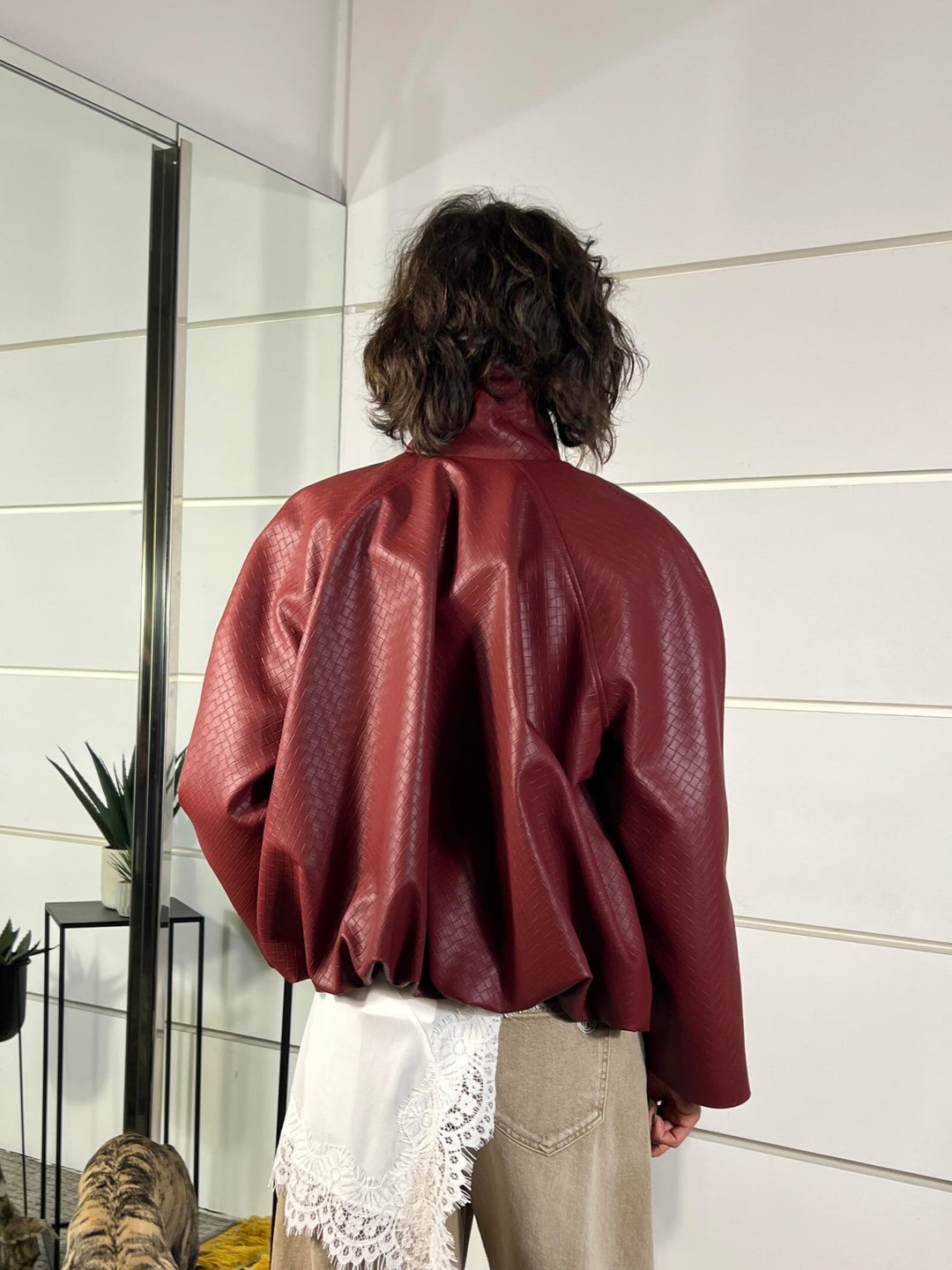 giubbotto bomber a intreccio rosso 26B4008ROSSO TENSIONE IN