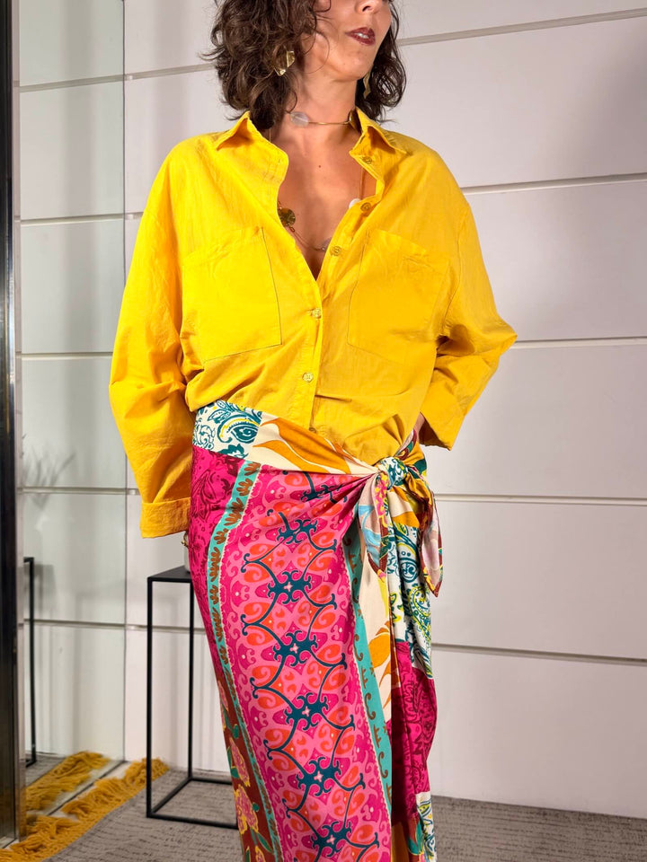 gonna pareo a fantasia patchwork multicolor in viscosa 39795VAR. UNICA TENSIONE IN