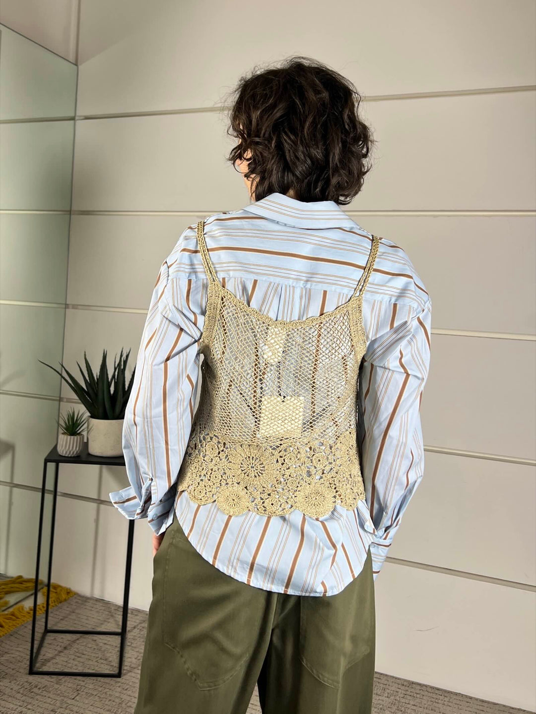 canotta con spallina macrame oro D74867ORO TENSIONE IN