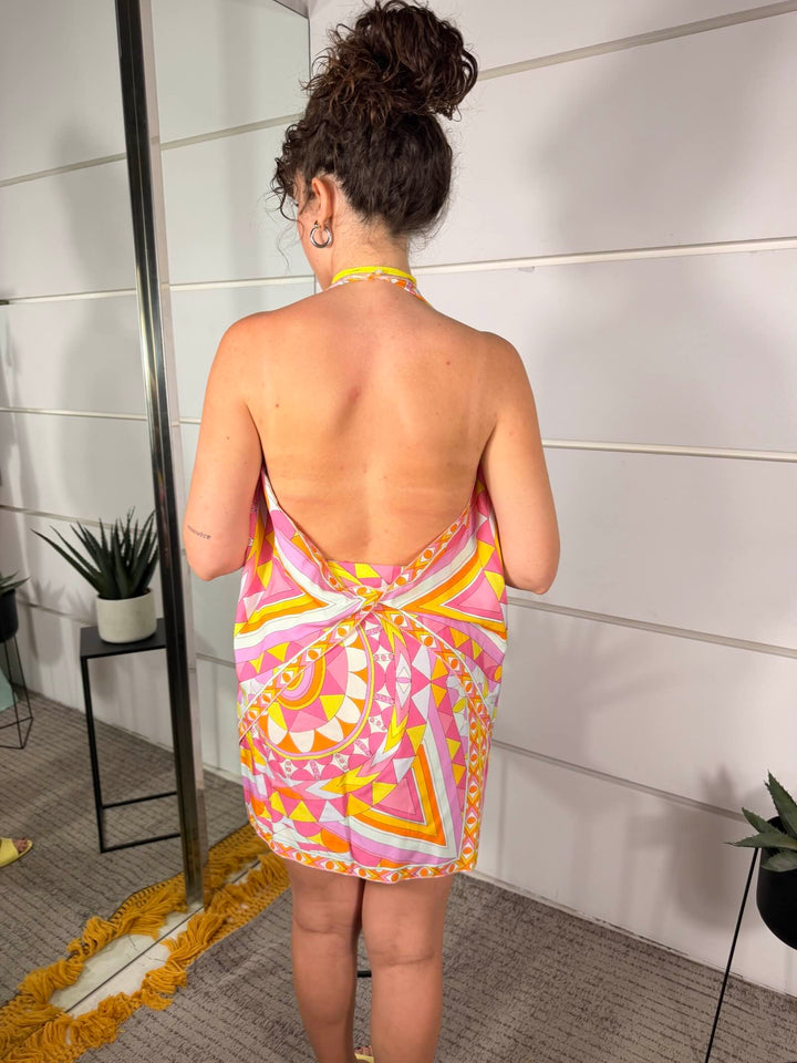 minigonna pareo in viscosa stampa multicolor 