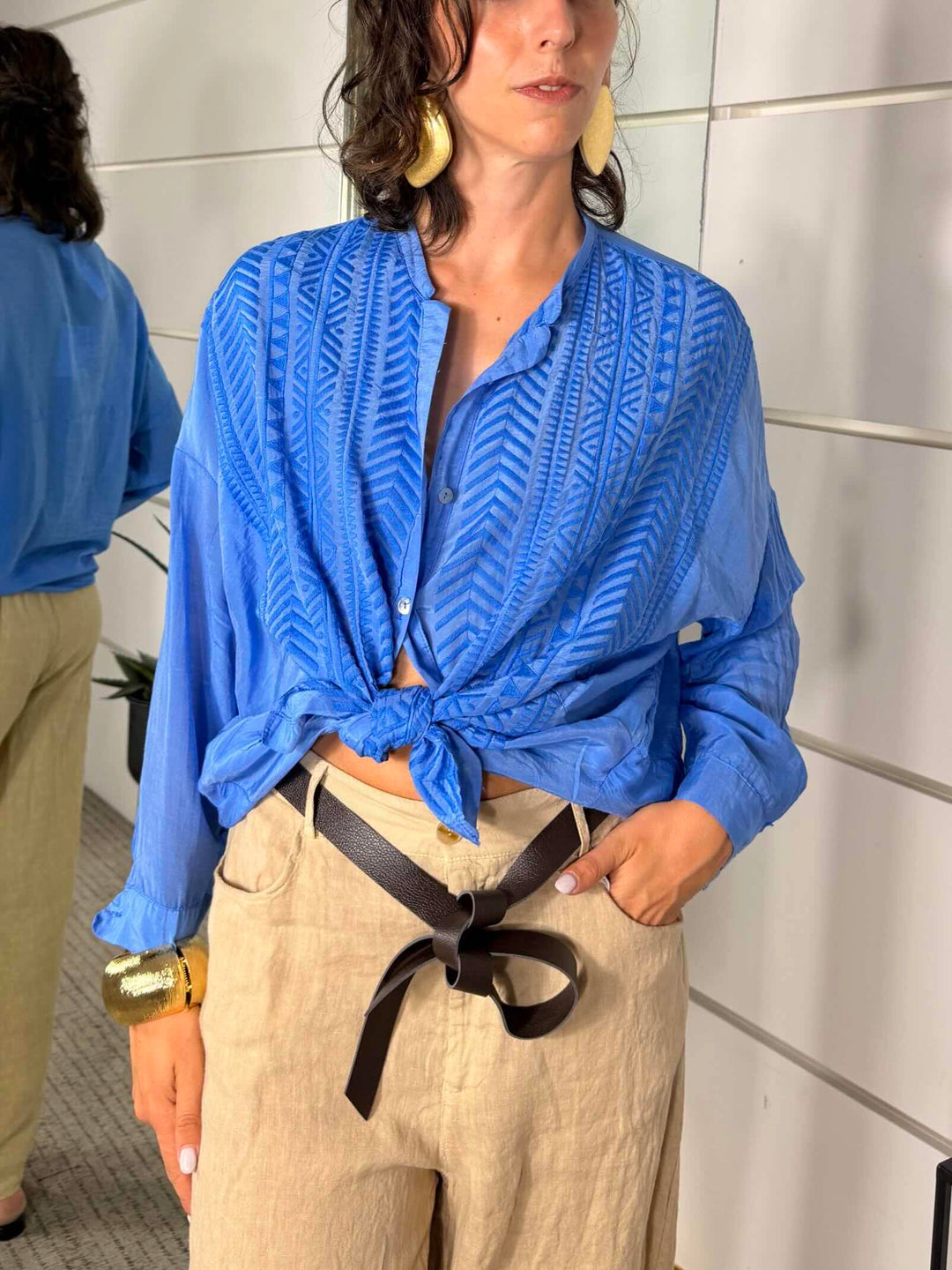 camicia in misto seta con ricamo elettrico S26CF85ELETTRICO TENSIONE IN