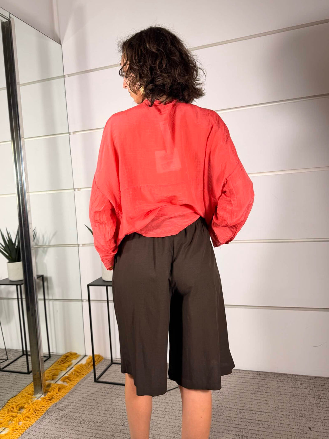 camicia in misto seta con ricamo flame red S26CF85FLAME RED TENSIONE IN