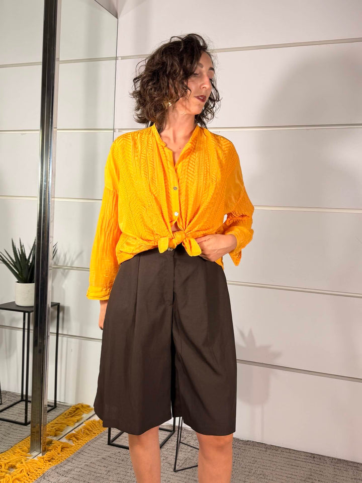 camicia mandarino in misto seta con ricamo S26CF85MANDARINO TENSIONE IN