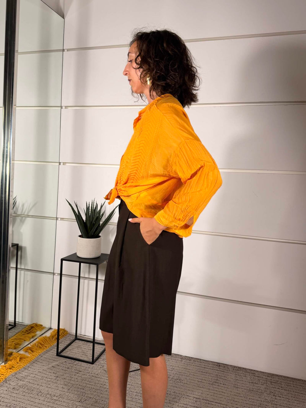 camicia mandarino in misto seta con ricamo S26CF85MANDARINO TENSIONE IN