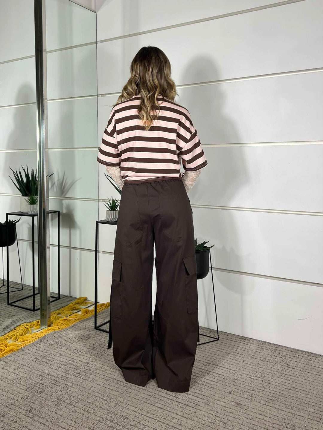 pantalone cargo con elastico in vita caffe PA26SD1573CAFFE TWO WAY