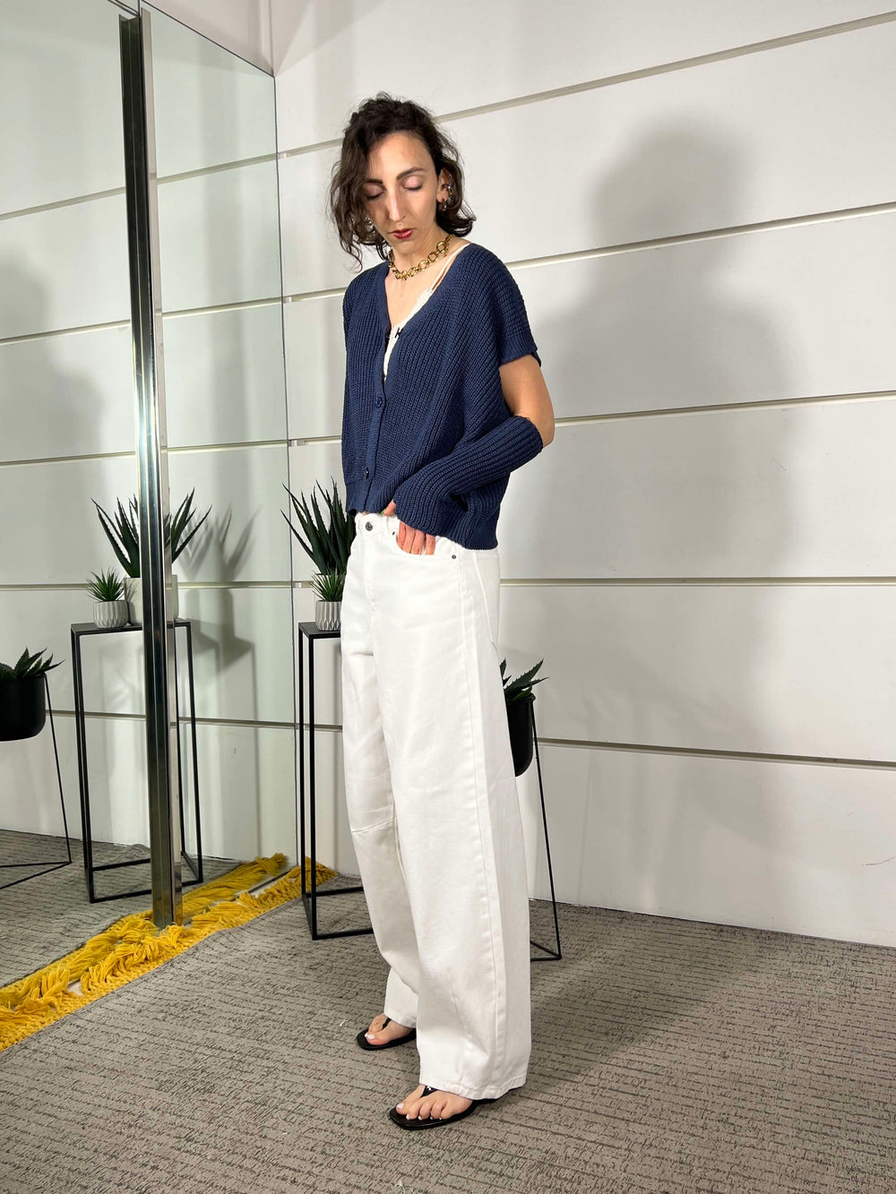 jeans barrel fit bianco SEOULBIANCO TWO WAY