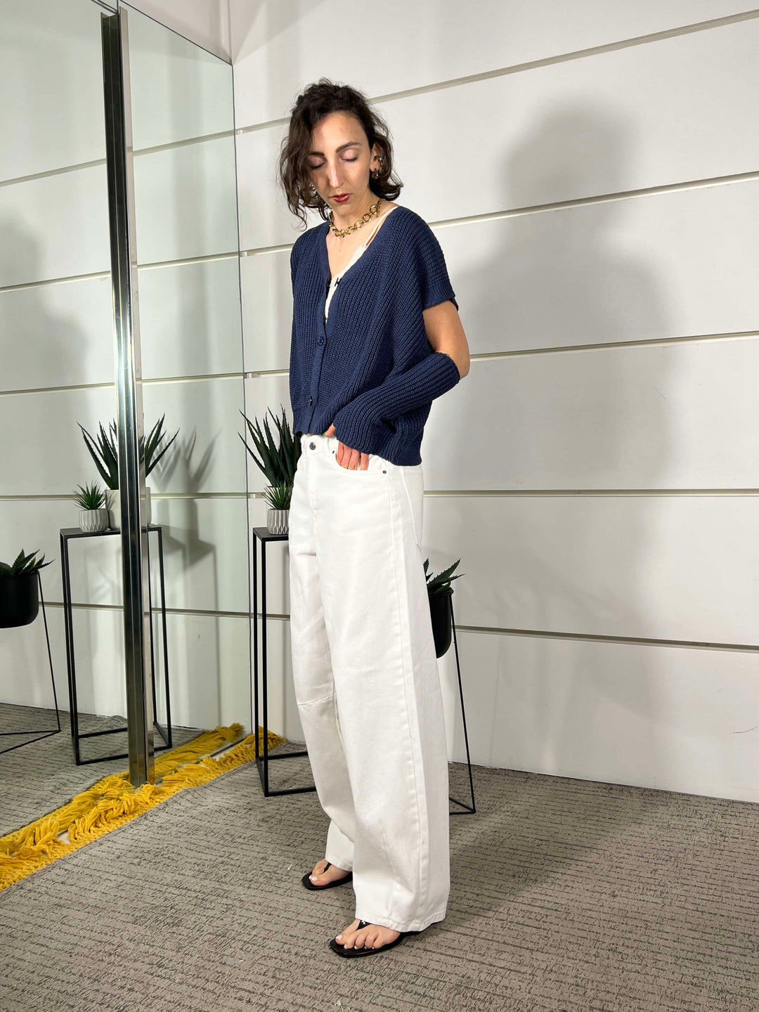 jeans barrel fit bianco SEOULBIANCO TWO WAY