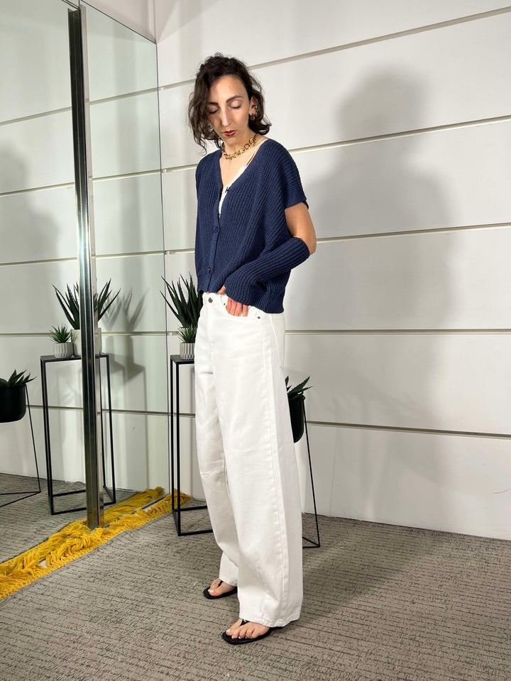 jeans barrel fit bianco SEOULBIANCO TWO WAY