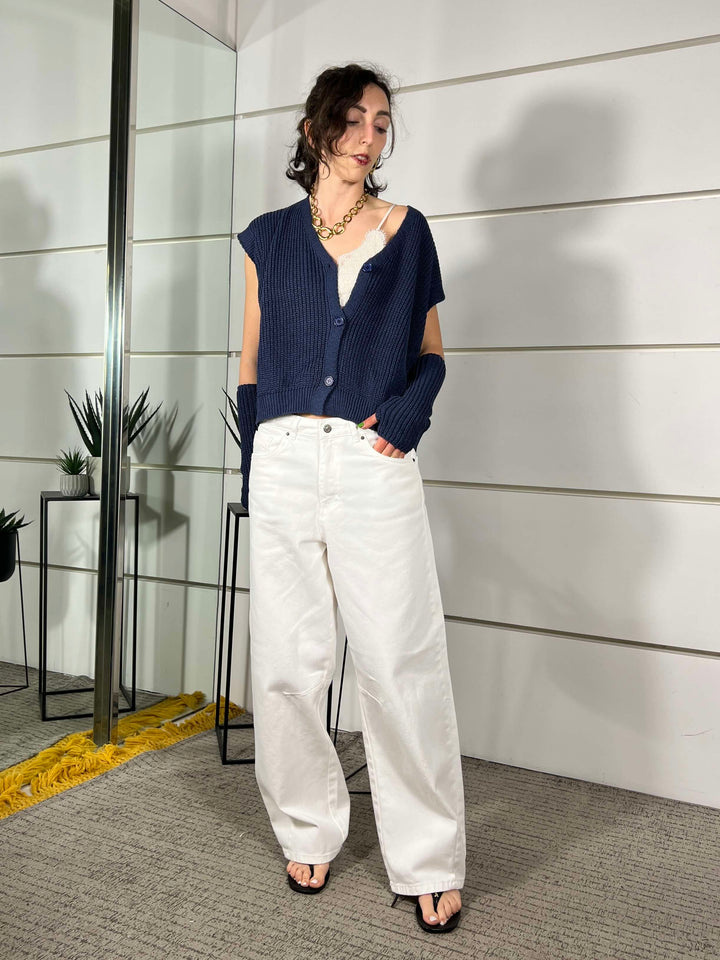 jeans barrel fit bianco SEOULBIANCO TWO WAY