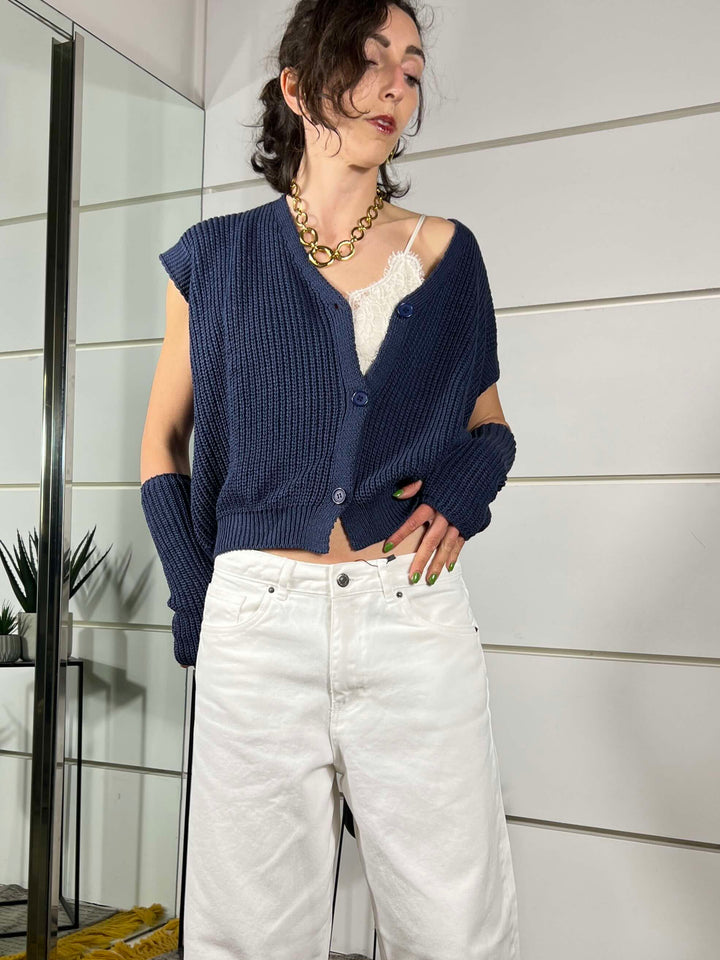 jeans barrel fit bianco SEOULBIANCO TWO WAY