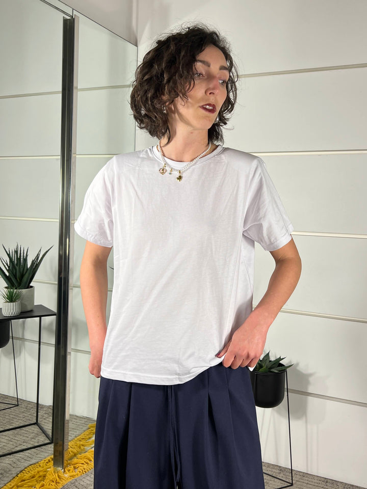 t-shirt girocollo con spalline manica corta bianca TS26SGI40BIANCO TWO WAY
