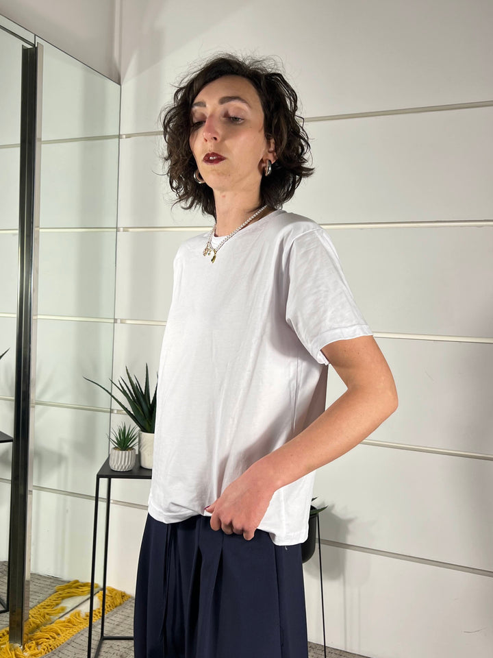 t-shirt girocollo con spalline manica corta bianca TS26SGI40BIANCO TWO WAY