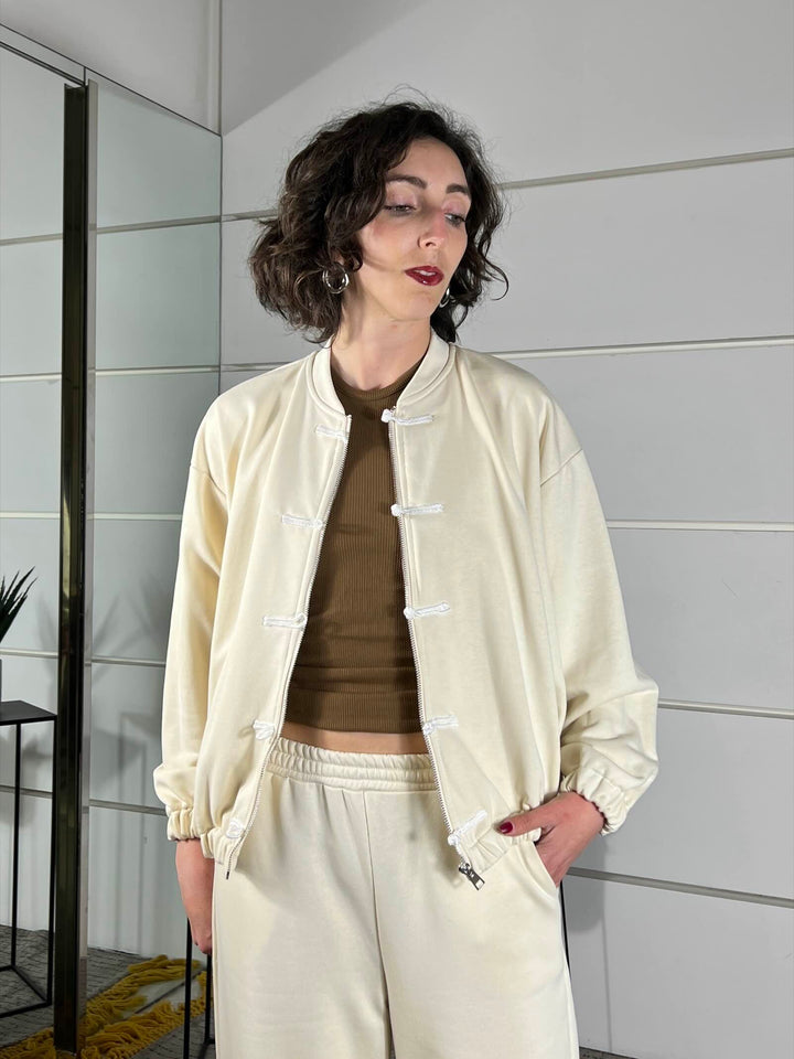 felpa con alamari bianca WF26SZEG8484BIANCO TWO WAY