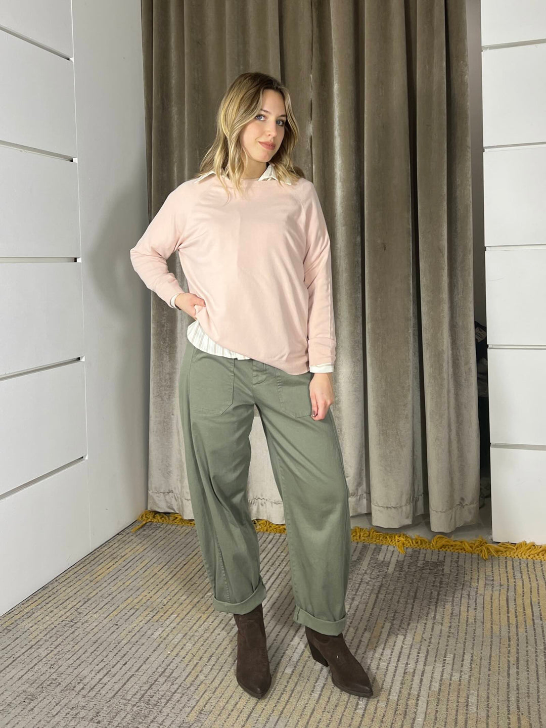 maglia vicolo over in viscosa con scollo a barca rosa 2AB2111ROSA VICOLO
