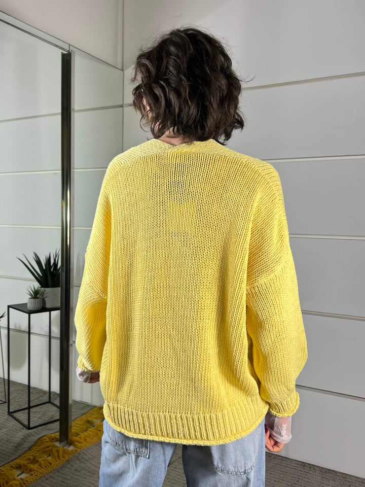 cardigan over, scollo a v giallo 3AB3015GIALLO VICOLO