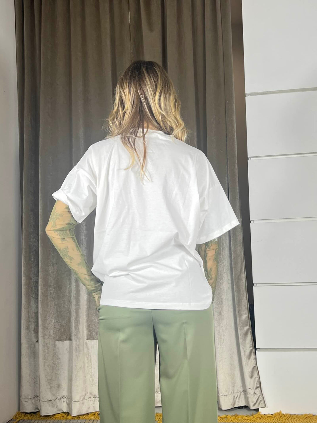 t-shirt con logo bouclè bianca RAB0045BIANCO/MORO VICOLO