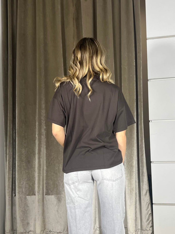 t-shirt vicolo girocollo manica corta con soft glam morning ritual RAB0188MORO VICOLO