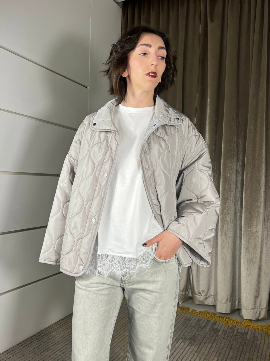trapuntino con colletto a camicia perla TAB0009SABBIA VICOLO
