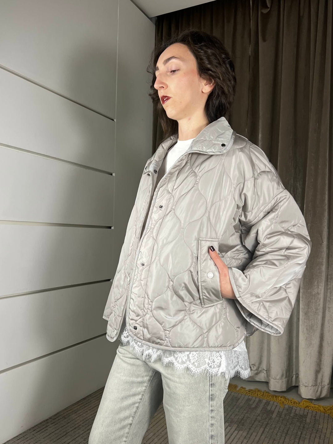 trapuntino con colletto a camicia perla TAB0009SABBIA VICOLO