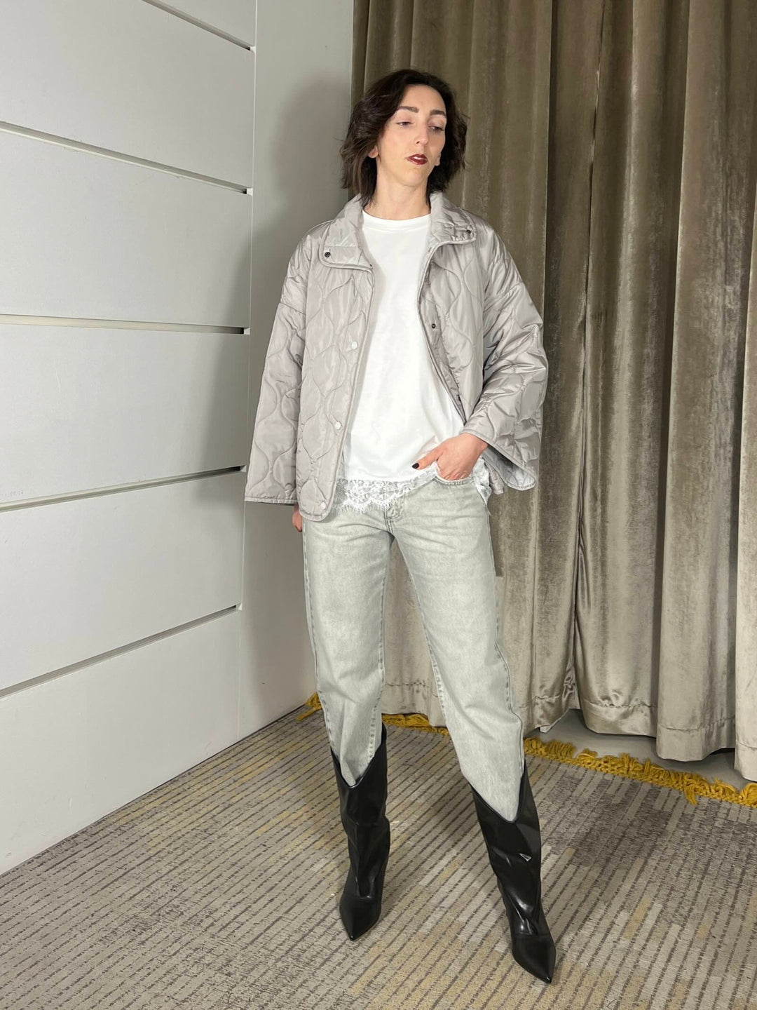 trapuntino con colletto a camicia perla TAB0009SABBIA VICOLO