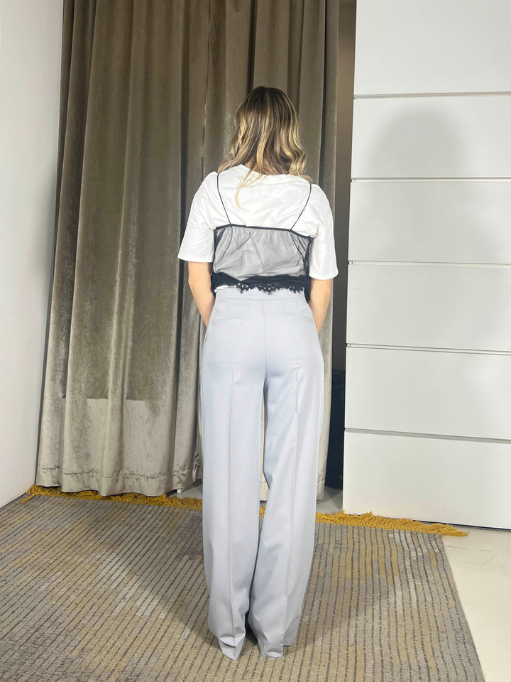 pantalone a palazzo grigio fume TAB0025GRIGIO FUME VICOLO