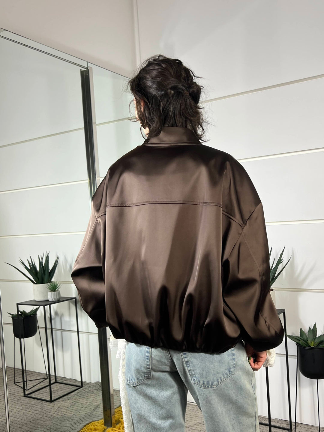 bomber con tasca satin cioccolato TAB0623CIOCCOLATO VICOLO