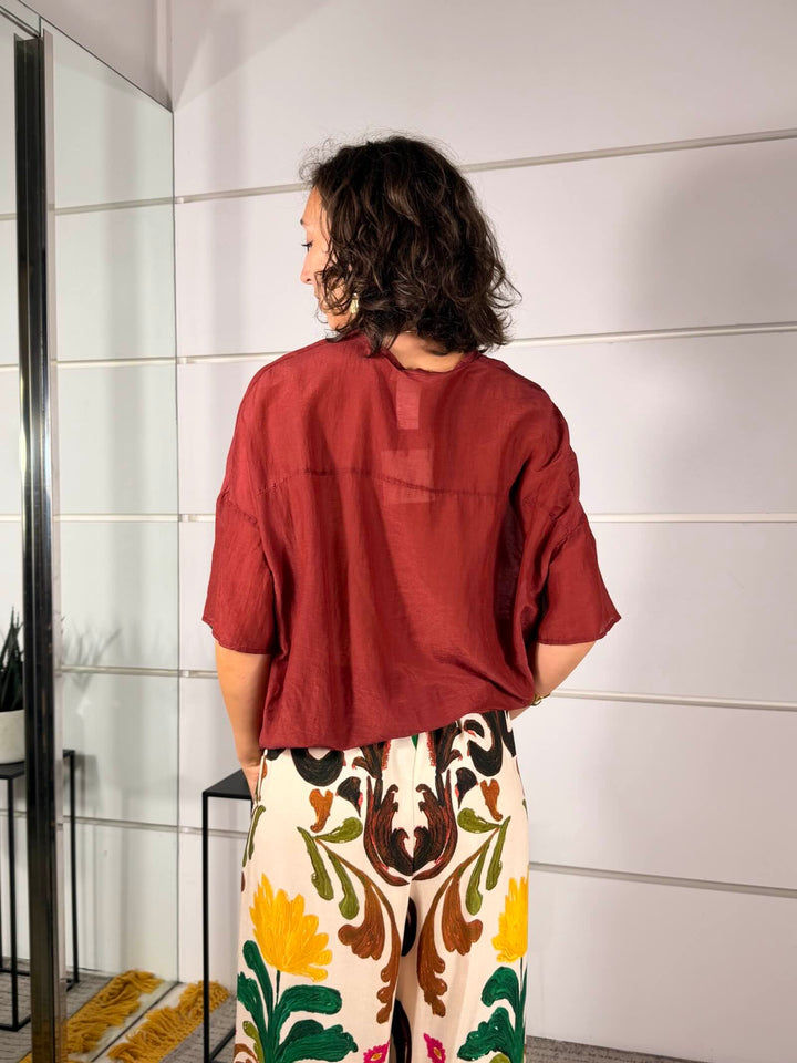 camicia in mussola rossa india 