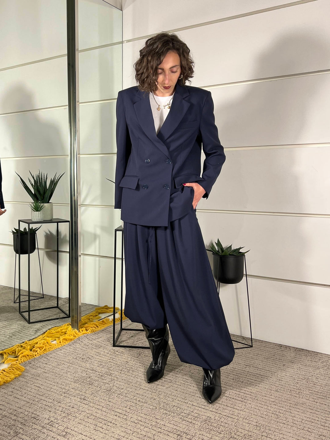 pantalone ballon con pinces blu TAB1326BLU 89 VICOLO