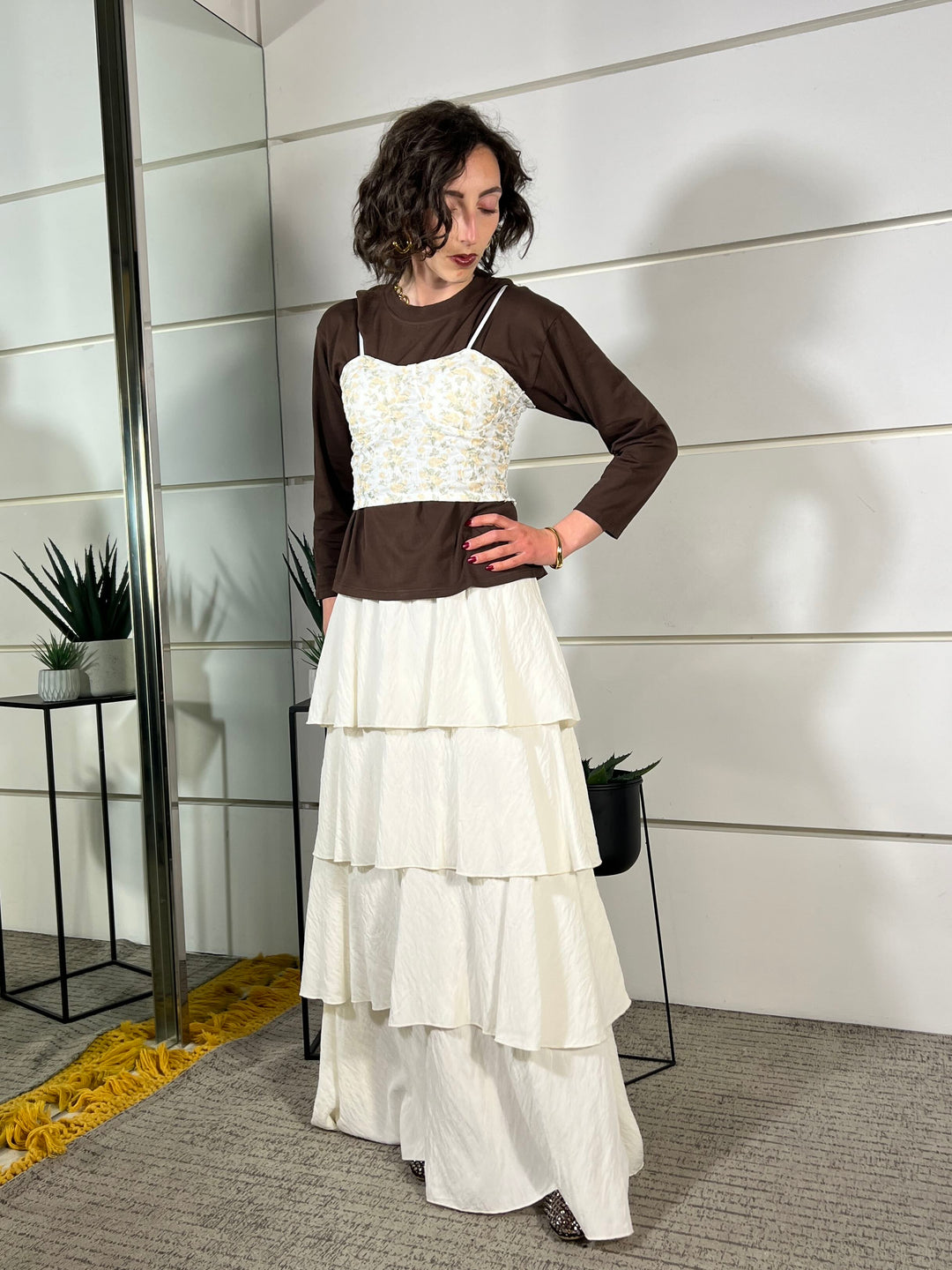 top corsetto a fiori giallo paglierino TAB1408GIALLO PAGLIERINO VICOLO