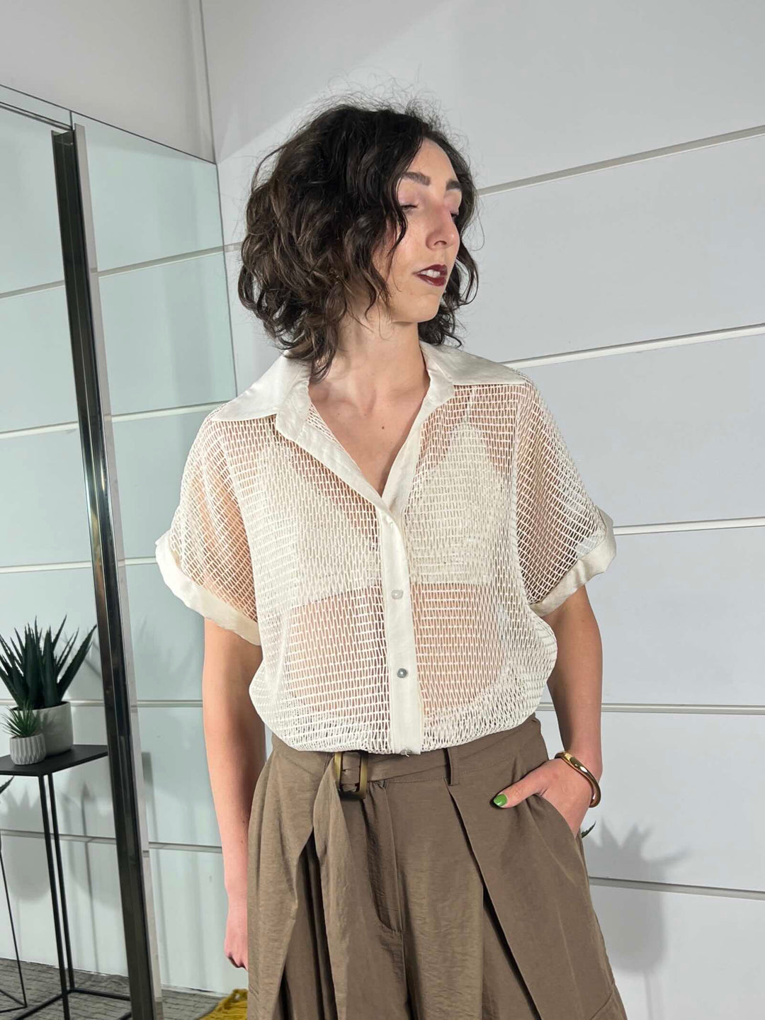 maglia a polo a rete beige TAB1937BEIGE 06/1 VICOLO