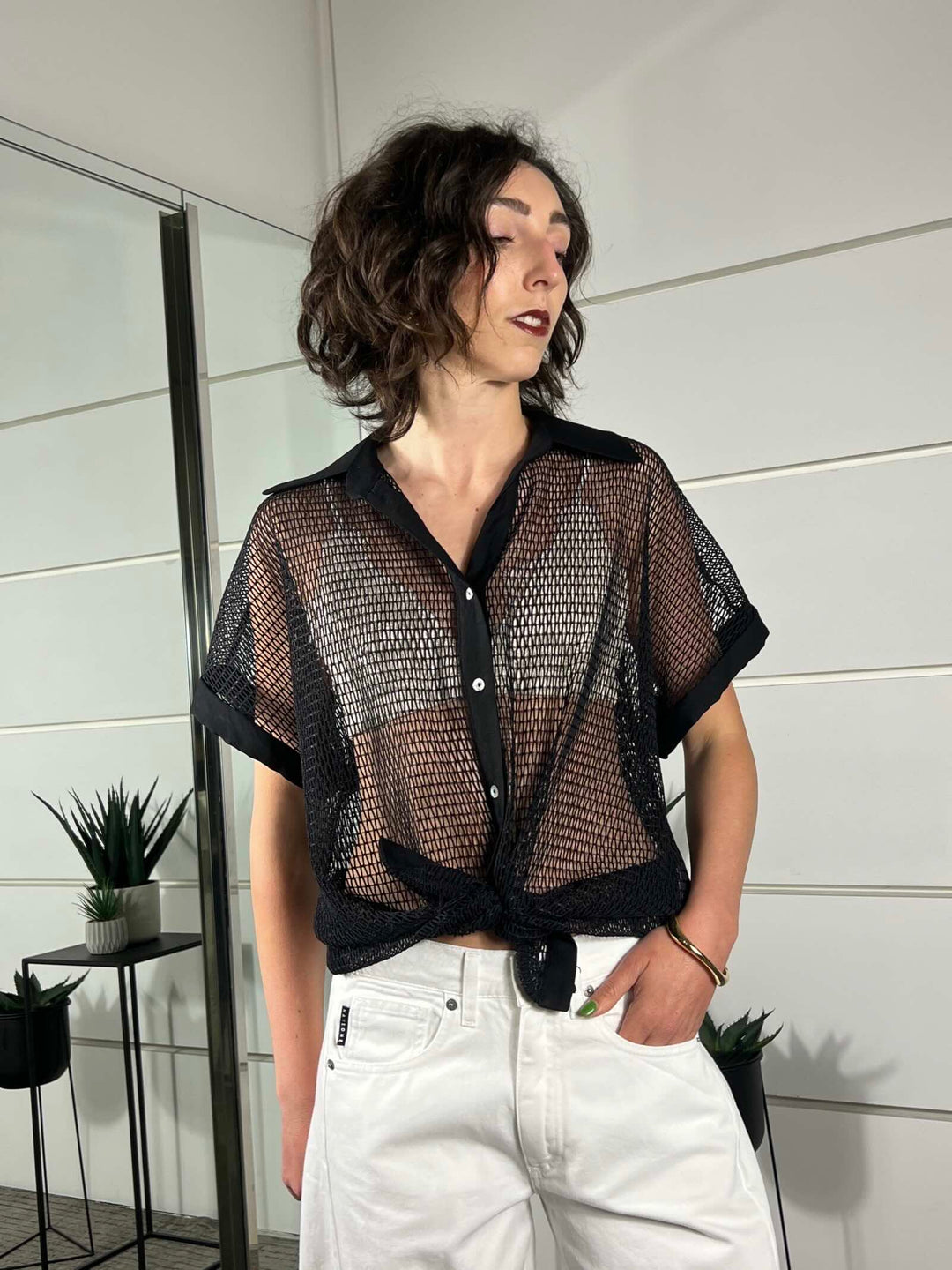 maglia a polo a rete nera TAB1937NERO 99 VICOLO