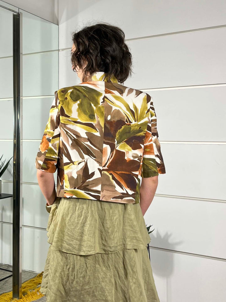 giacca coreanan crop a fantasia naturale moro e verde TAB2099NATURALE/MORO/VERDE VICOLO