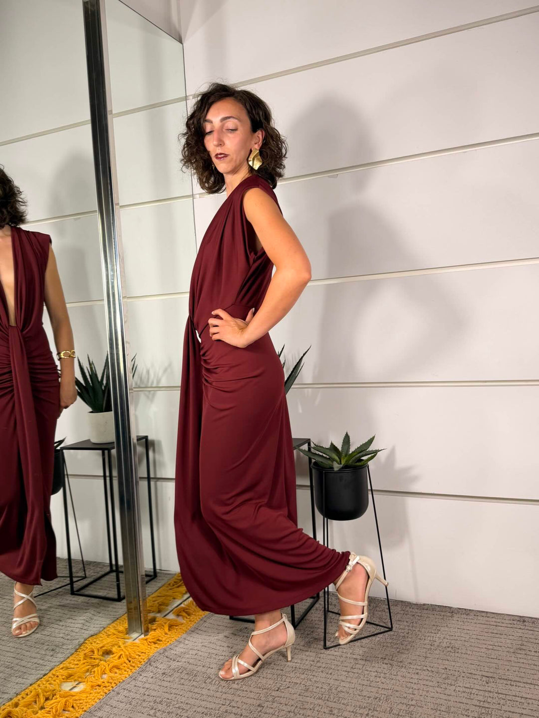 abito lungo con scollo profoondo 95%pl 5%ea TAB2638INDIA 37 VICOLO