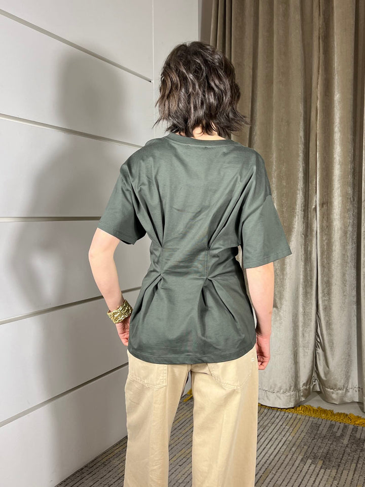 t-shirt militare ripresa in vita UAB0020MILITARE VICOLO