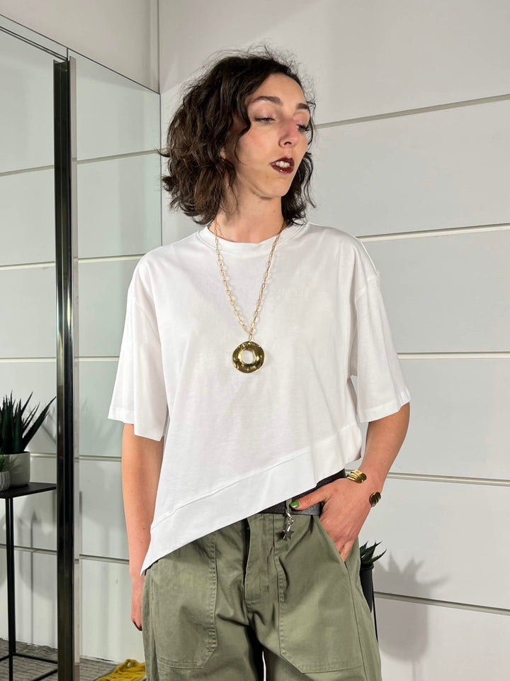t-shirt girocollo asimmetrica naturale UAB0281NATURALE 02 VICOLO