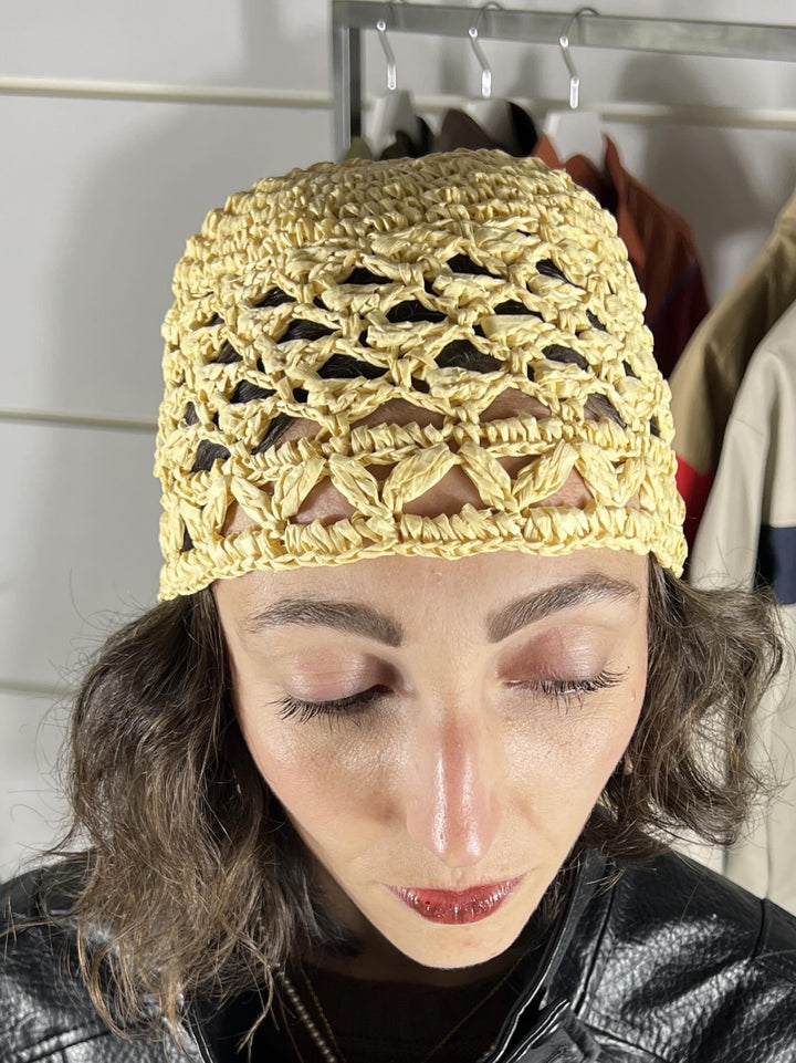cappello cuffia in crochet 100%pi 619CBEIGE SUSY MIX