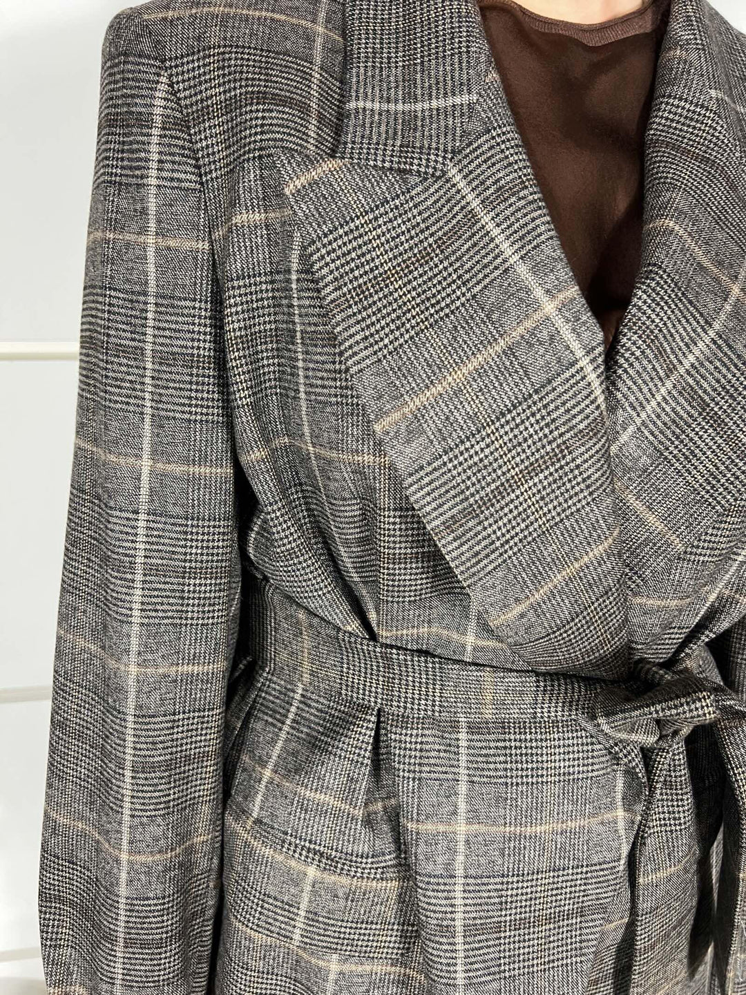 GIACCA STAMPA CHECK E CINTA G138PQMG603CAFFE MANILA GRACE