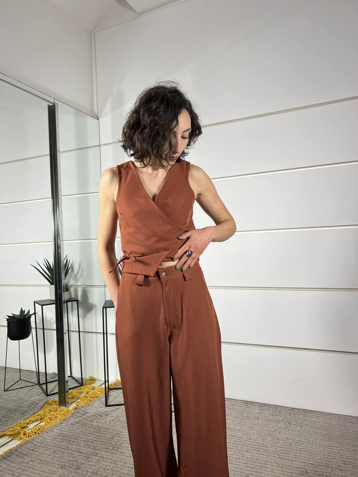 gilet con lacci rust GIA26SE1377RUST TWO WAY