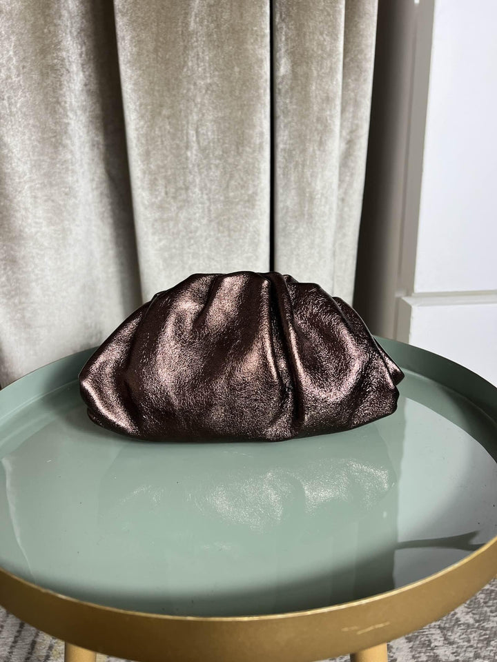borsa clutch testa di moro metallizzata con tracolla a catena 5596015 TESTA DI MORO FEMME CAFE SELECTION