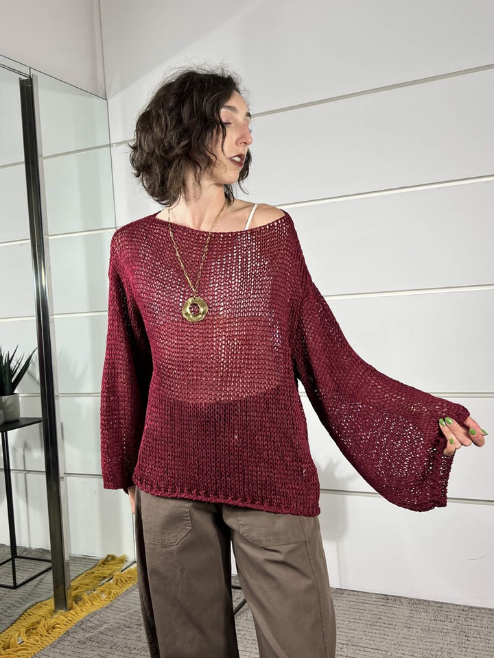 maglia a rete, manica lunga bordeaux 3AB3026BORDEAUX 38 VICOLO