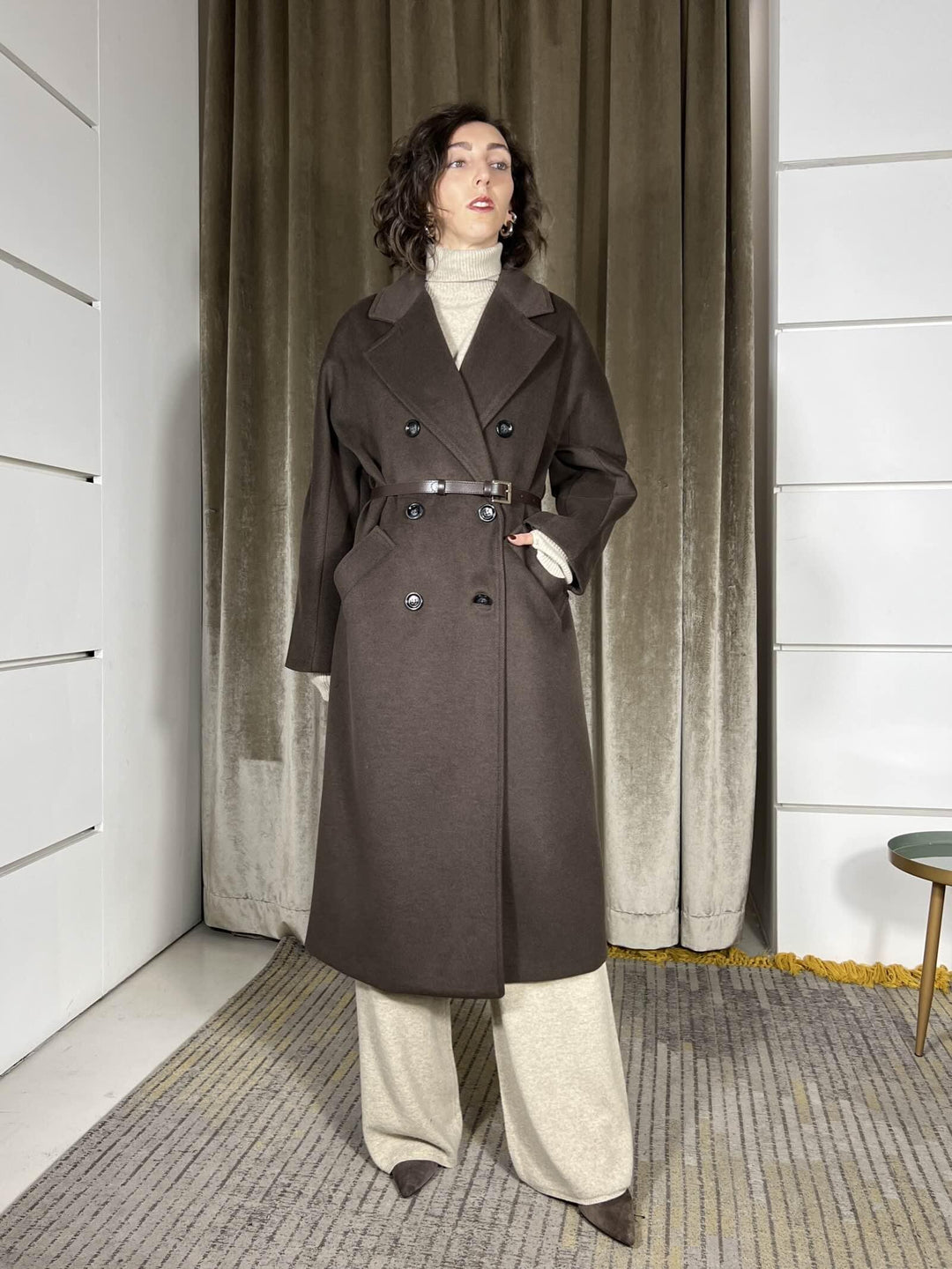 CAPPOTTO FONDENTE OVER DOPPIOPETTO CON CINTA KH36KEY1852 IMPERIAL