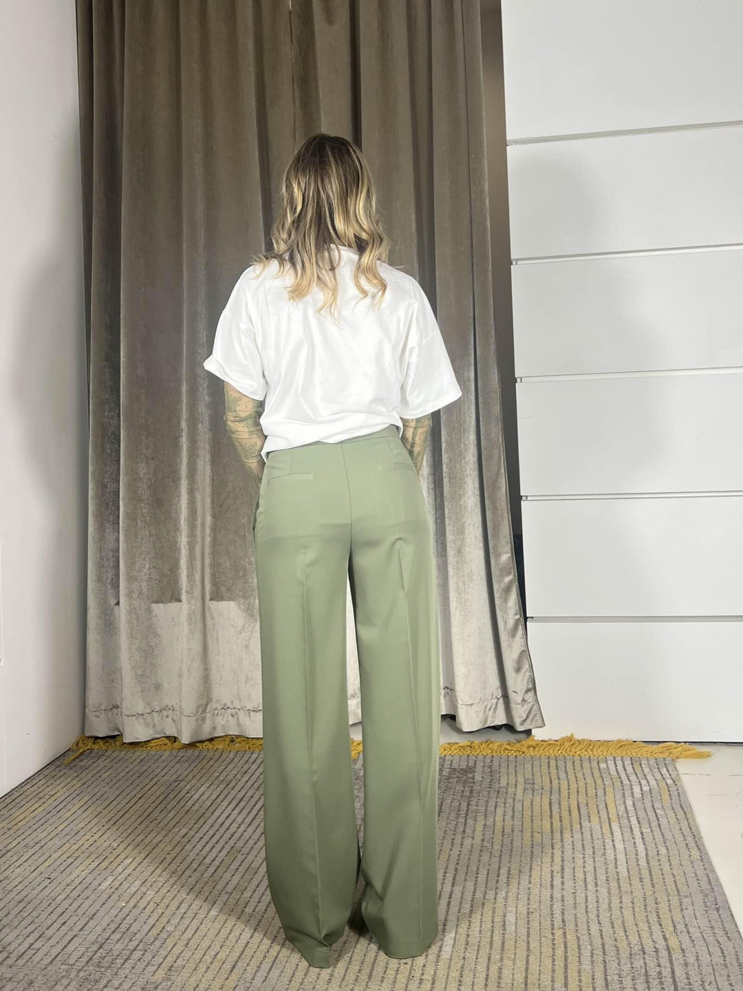 pantalone a palazzo olio TAB0025OLIO VICOLO