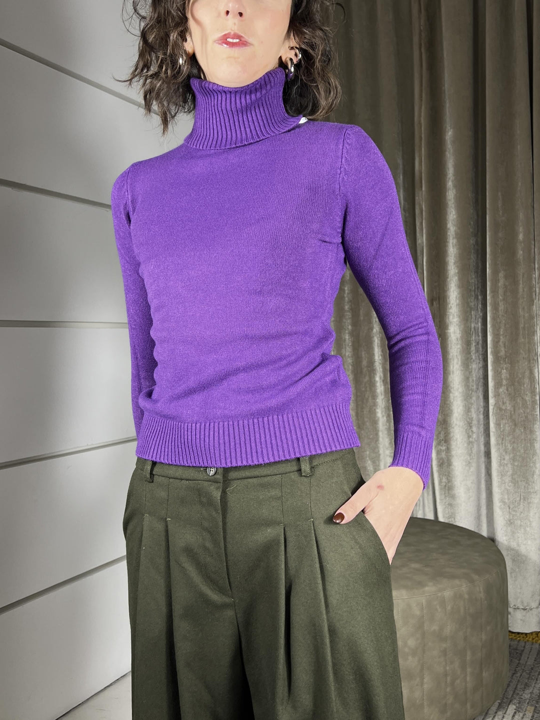 pantalone palazzo in calda viscosa vede militare T2020V280VERDE MILITARE SUSY MIX