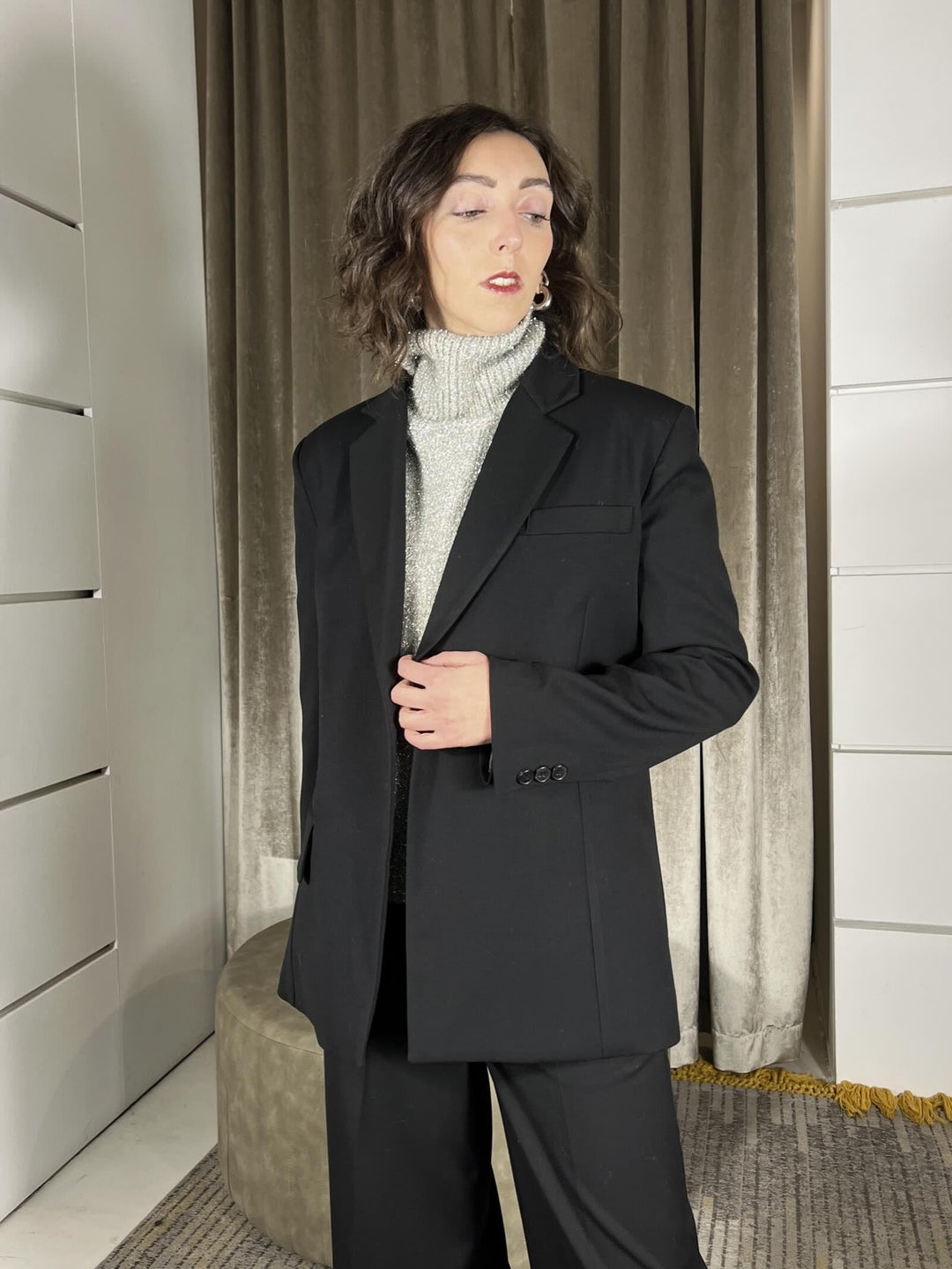 giacca doppiopetto con tasca a patta nera TF2246NERO VICOLO