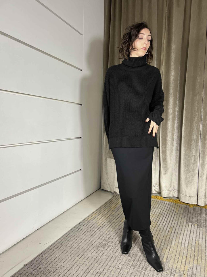 maglione collo alto over nero in misto lana e alpaca S01Y0953NERO PHILIA LOFT