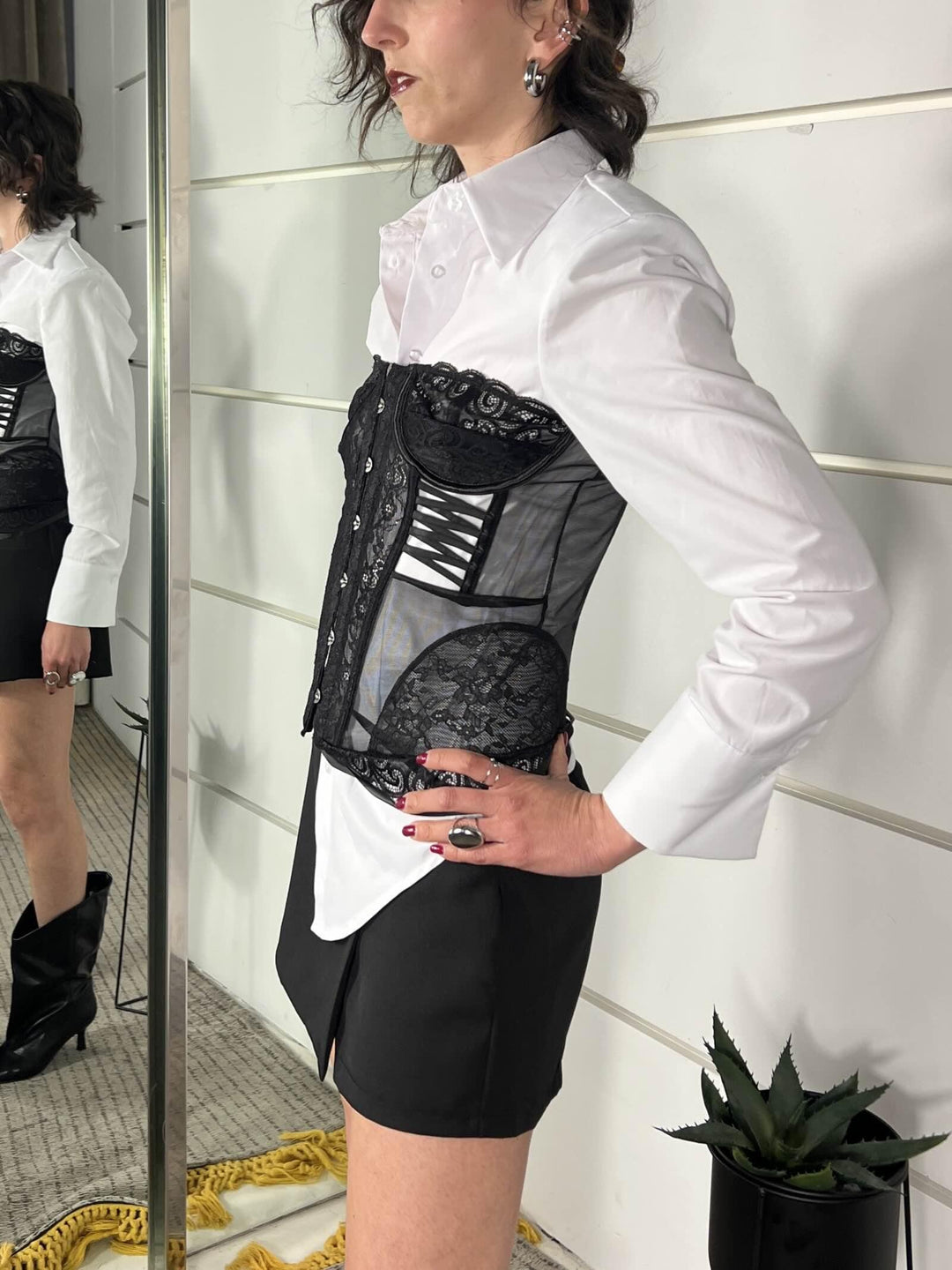 corpetto in pizzo nero MP12918NERO FEMME SELECTION